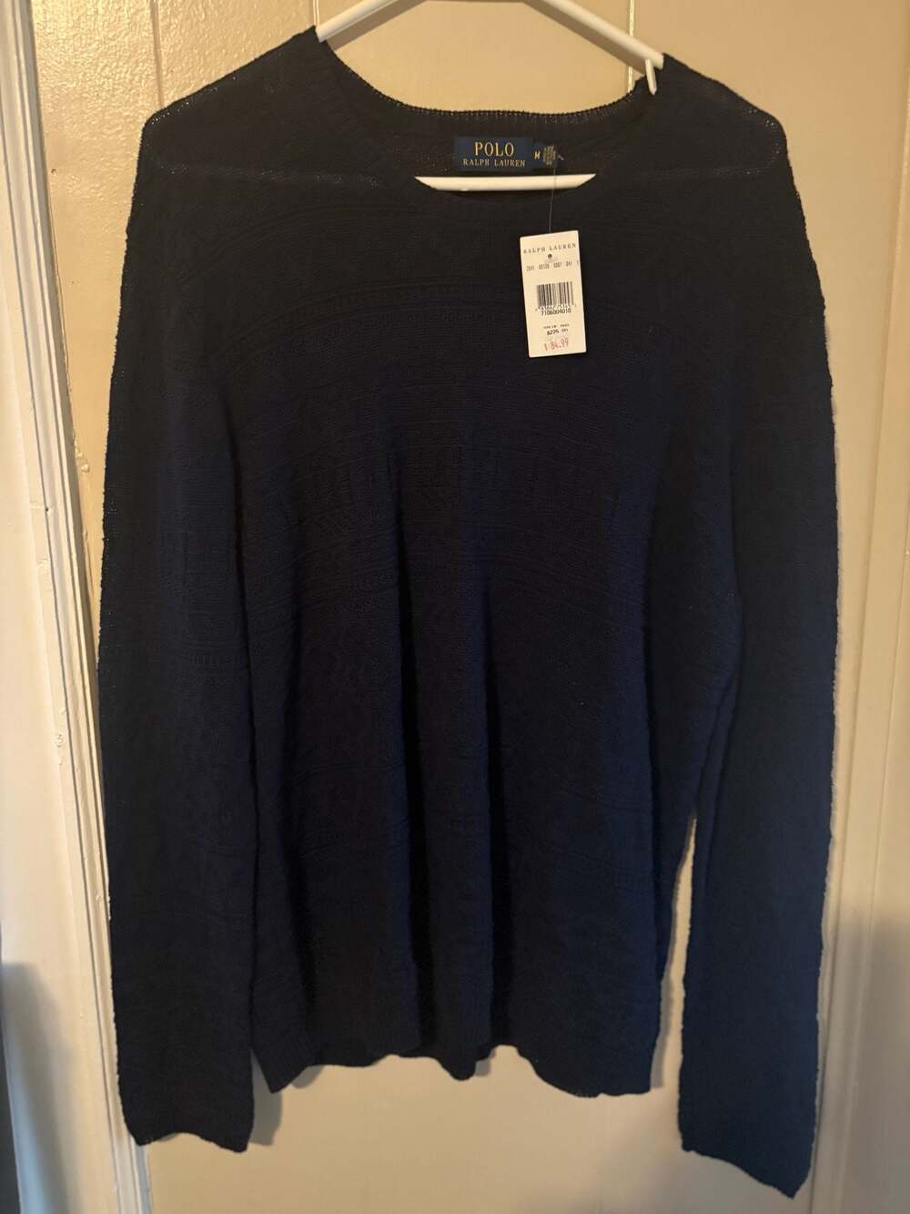 Polo Ralph Lauren Men's Textured Crewneck Sweater, Navy, Size M